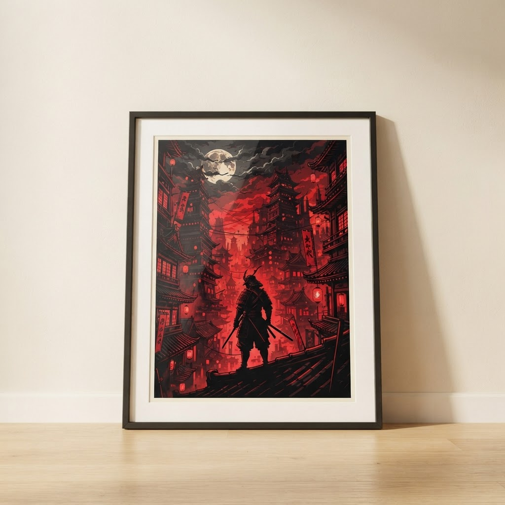 Samurai City Framed Poster